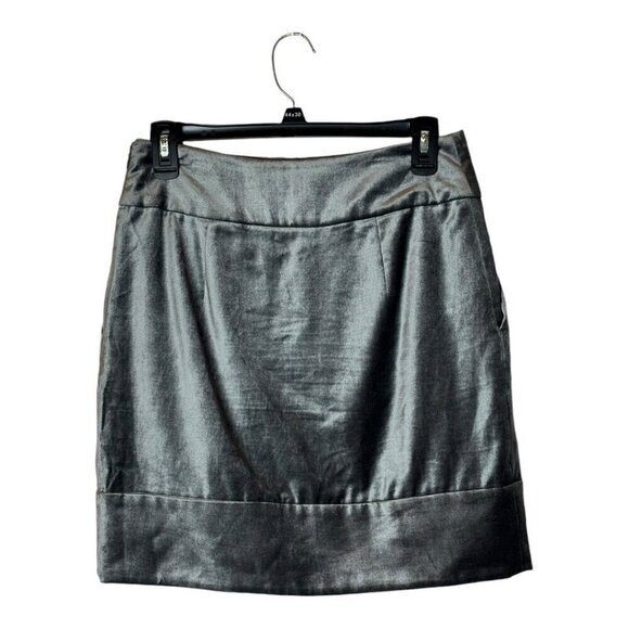 Club Monaco Skirt Women 2 Silver Gray Banded Waist A Line Mini Holiday Party - Picture 2 of 10